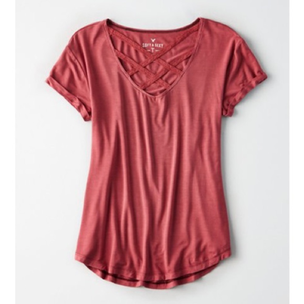 AE Soft & Sexy Lace Cross Tee